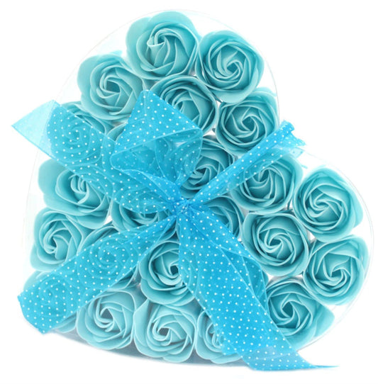 Blue Roses Heart Flower Soap Set